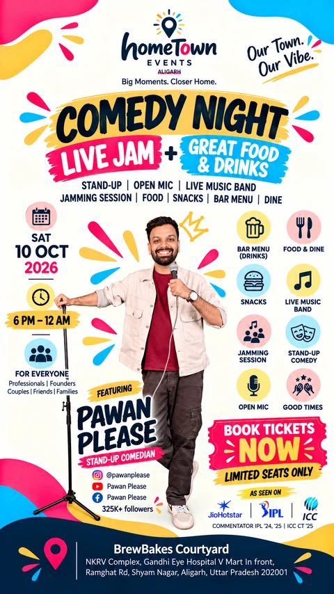 Comedy Night poster: Live Jam + Great Food and Drinks featuring Pawan Please